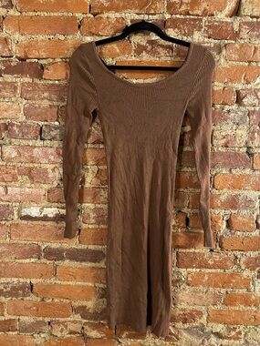 Vero Moda Ribbed Long-Sleeve Bodycon Dress - Brown